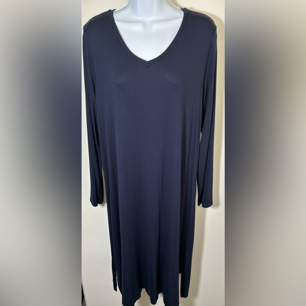 Eileen Fisher Long Sleeve V Neck Midi Dress - NWT - Picture 2 of 12